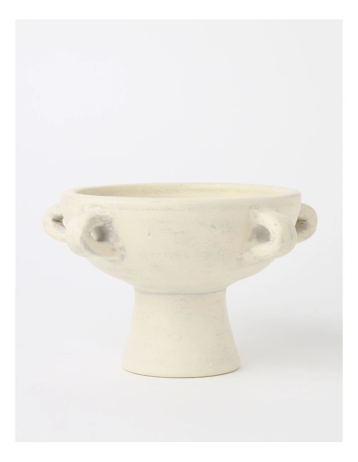 Ashwood Terracotta Pedestal Bowl 15x25cm in Cream
