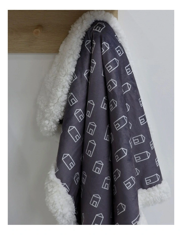 Nordic Velour Cuddle Blanket with Fleece Lining in Charcoal