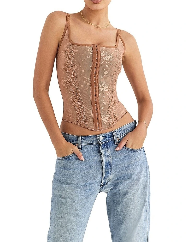 Lace Corset in Warm Tan