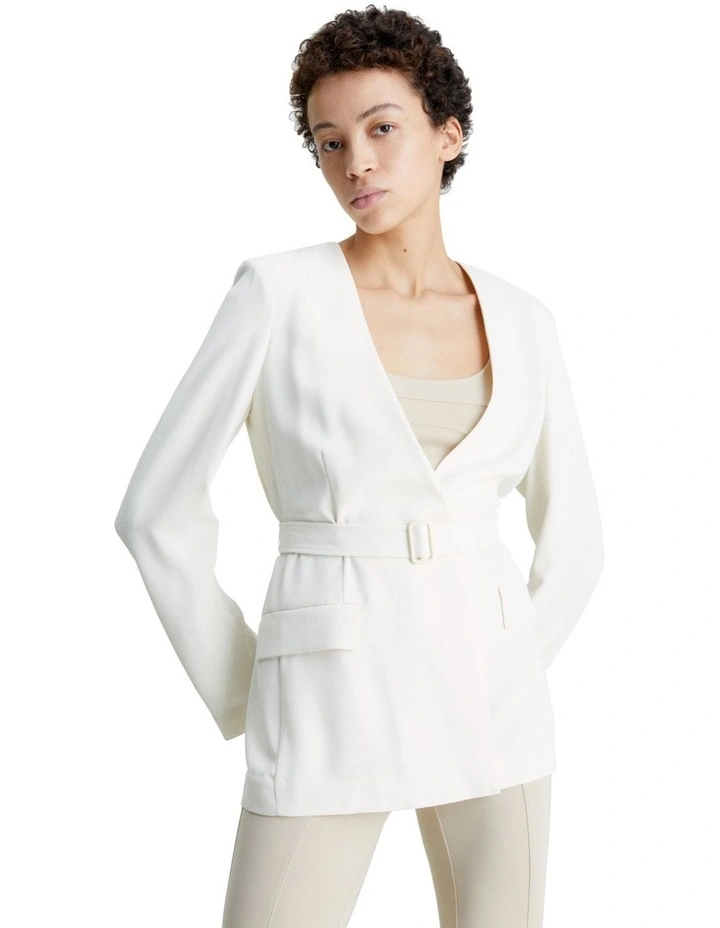 Structure Twill Blazer in Seedpearl