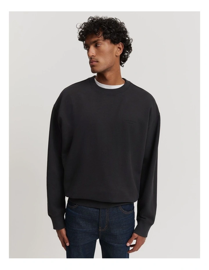 Oversized Vintage Wash Sweat in Black
