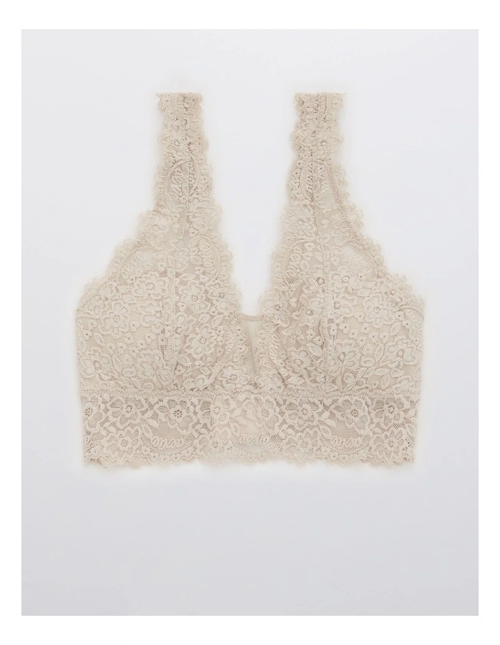 Eyelash Lace Padded Plunge Bralette in White