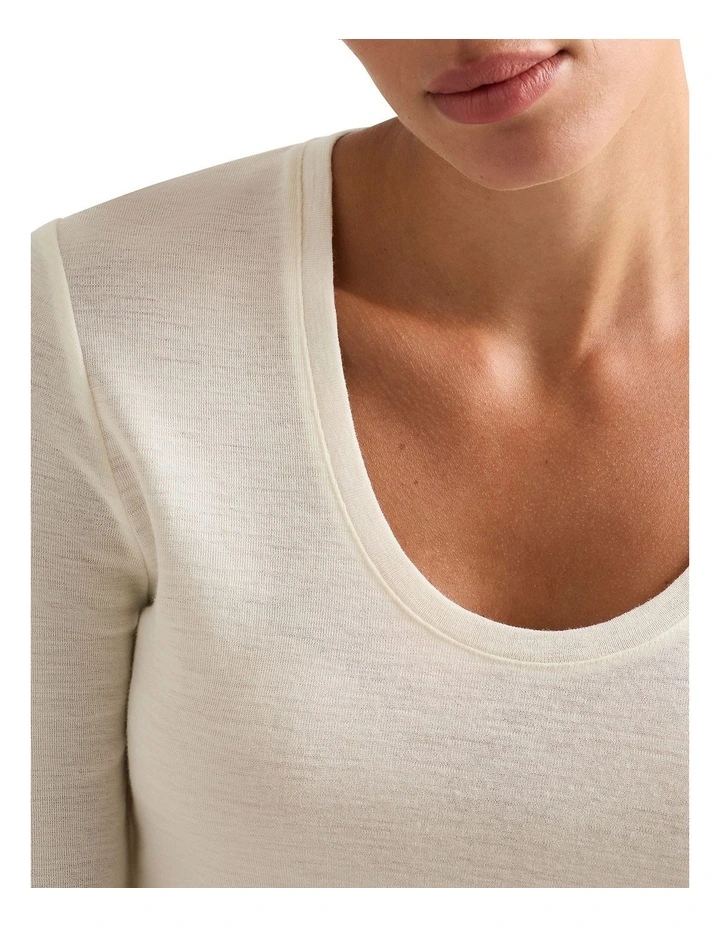 Marslie Long Sleeve Babywool Top in Ivory