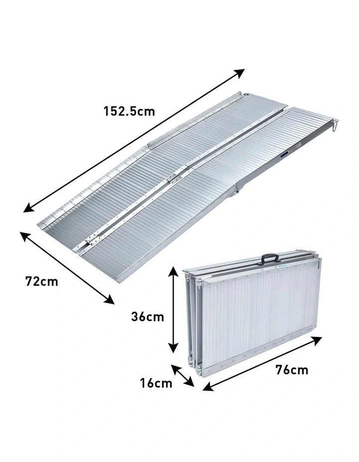 Aluminium Portable Non-Slip Wheelchair Ramp 5ft in Silver