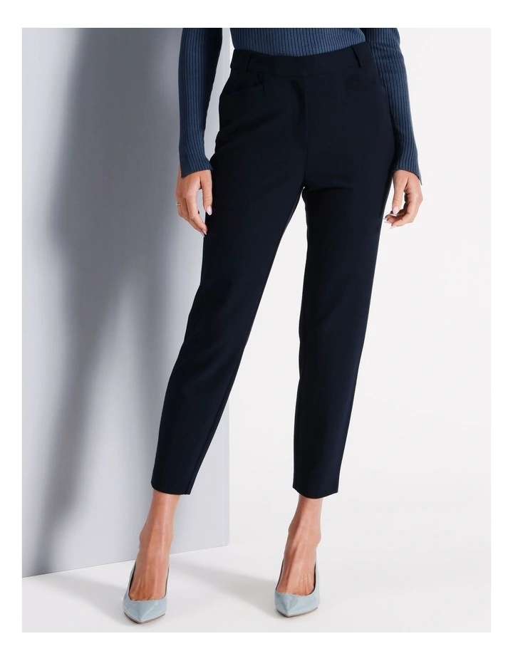 Recycled Poly Blend Slim Leg Pant in Navy