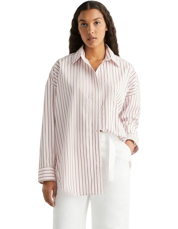 New Oversized Shirt in Pink Rouge Stripe
