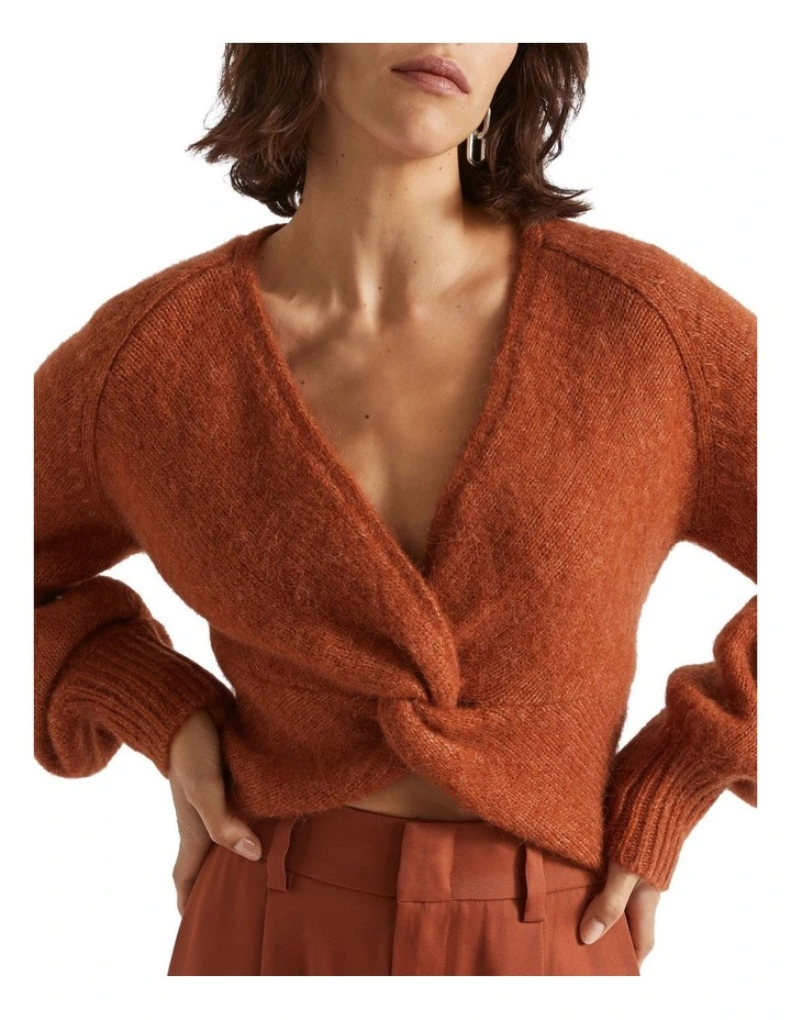 Wool Blend Twist Knit in Orange
