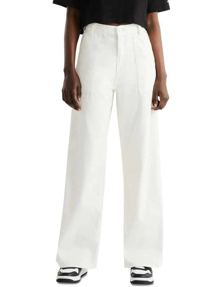 Claire High Rise Wide Leg Trousers in White