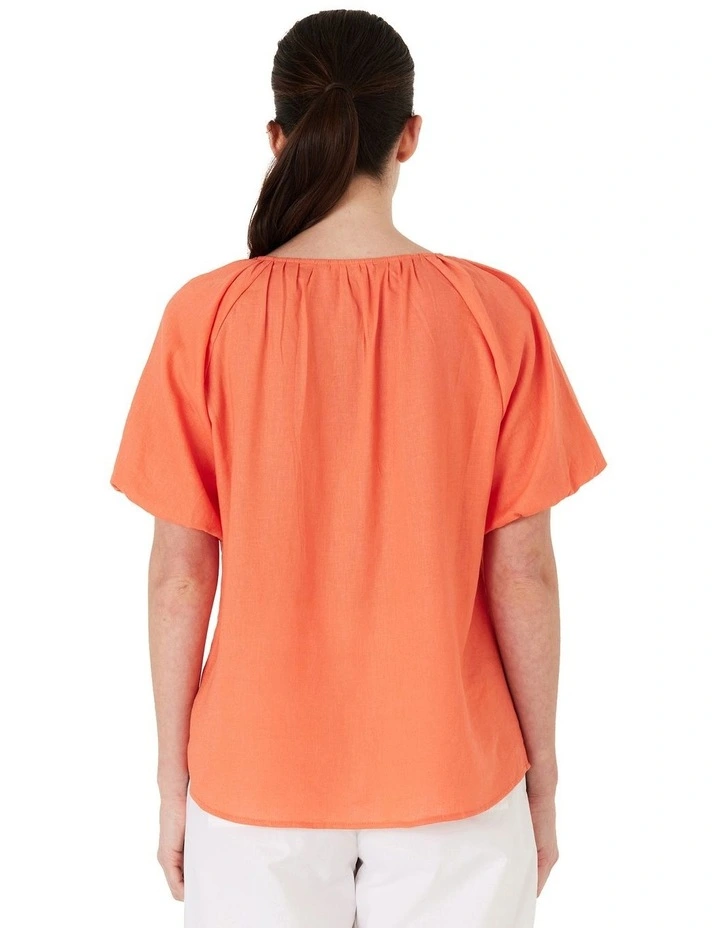 Puff Sleeve Top in Guava