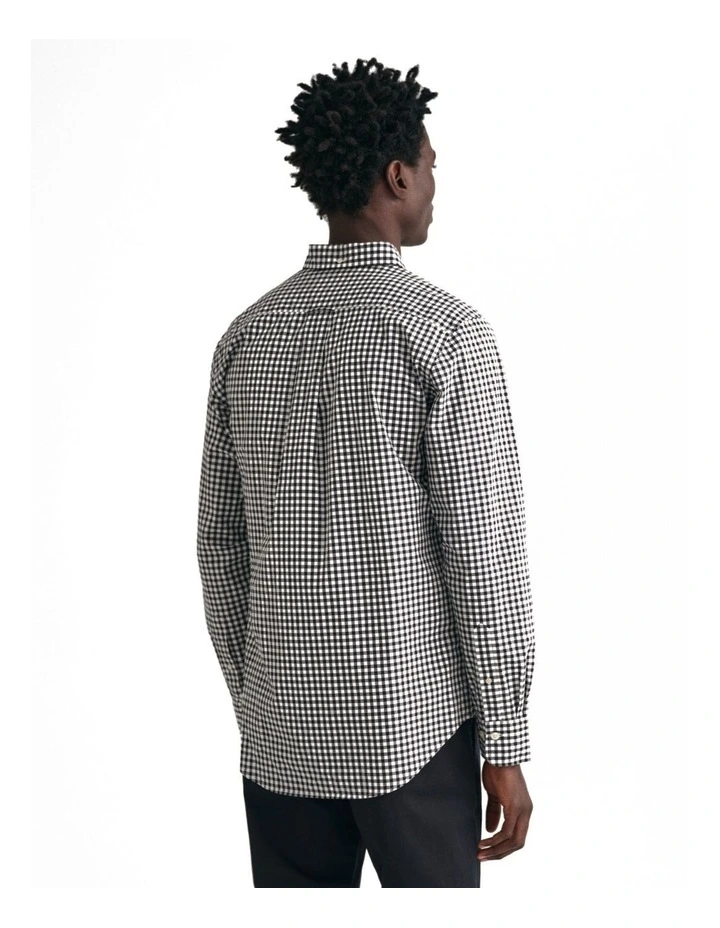 Regular Fit Gingham Poplin Shirt in Black
