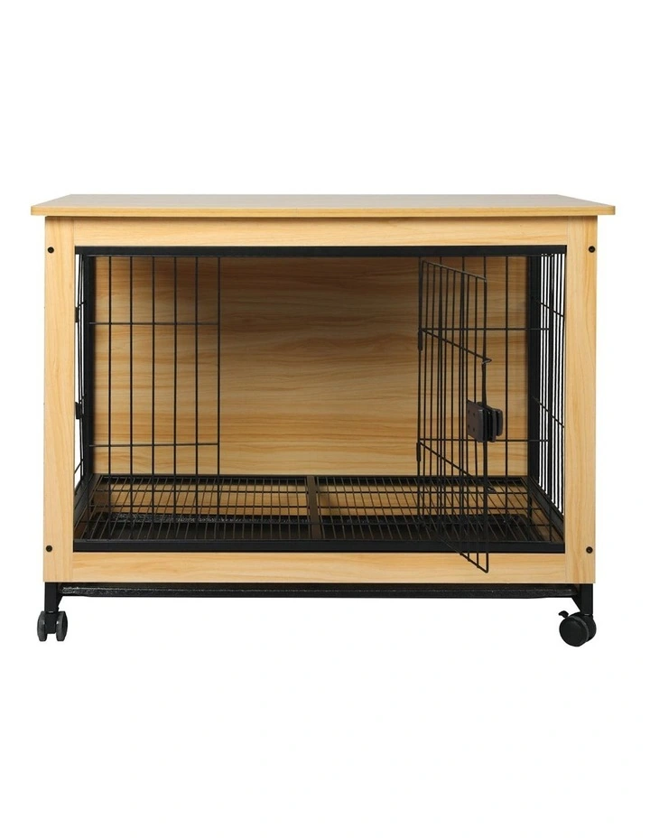 XL Wooden Wire Dog Kennel in Yellow