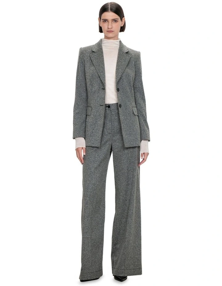 Boucle Twill Blazer in Grey Black
