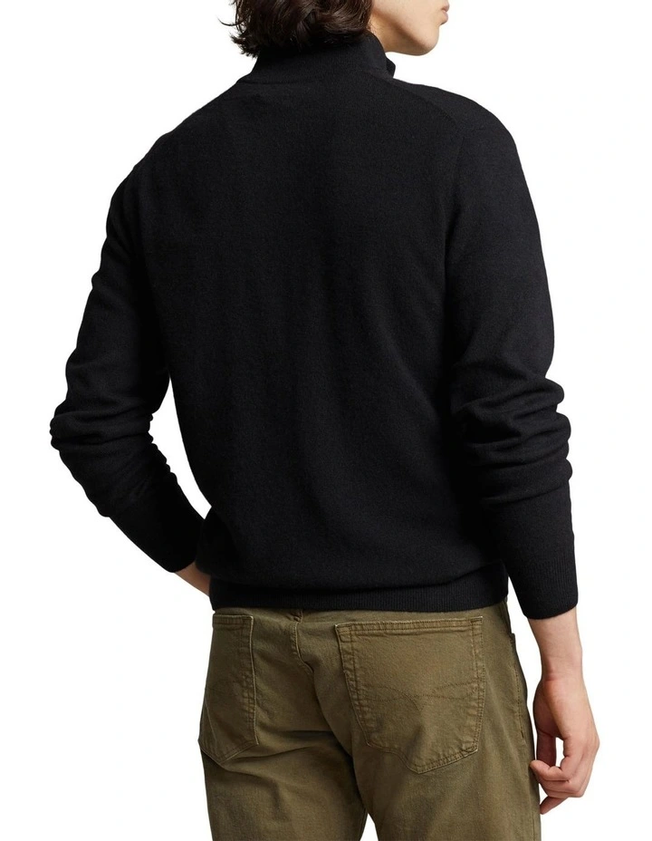 Wool Quarter Zip Sweater in Black