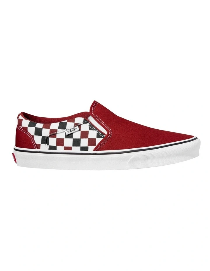 Asher Shoes in Multi Checker Dark Red