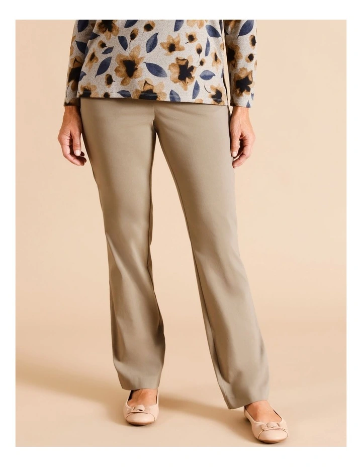 Sustainable Viscose Blend Wardrobe Staple Straight Full Length Pant In Stone