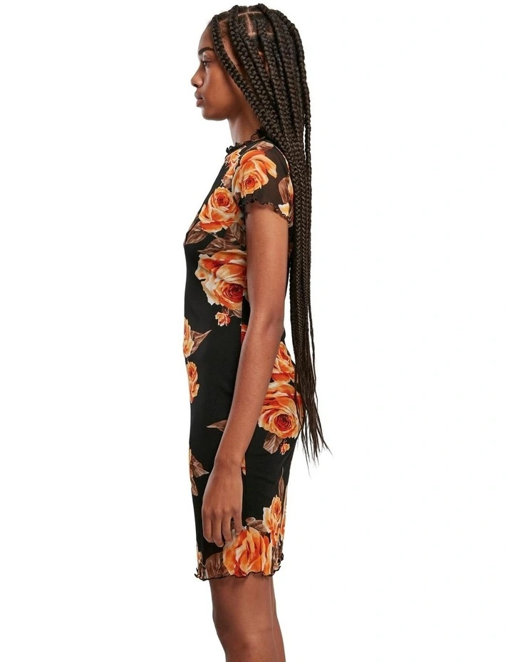 Mesh Double Layer Dress in Black/Red