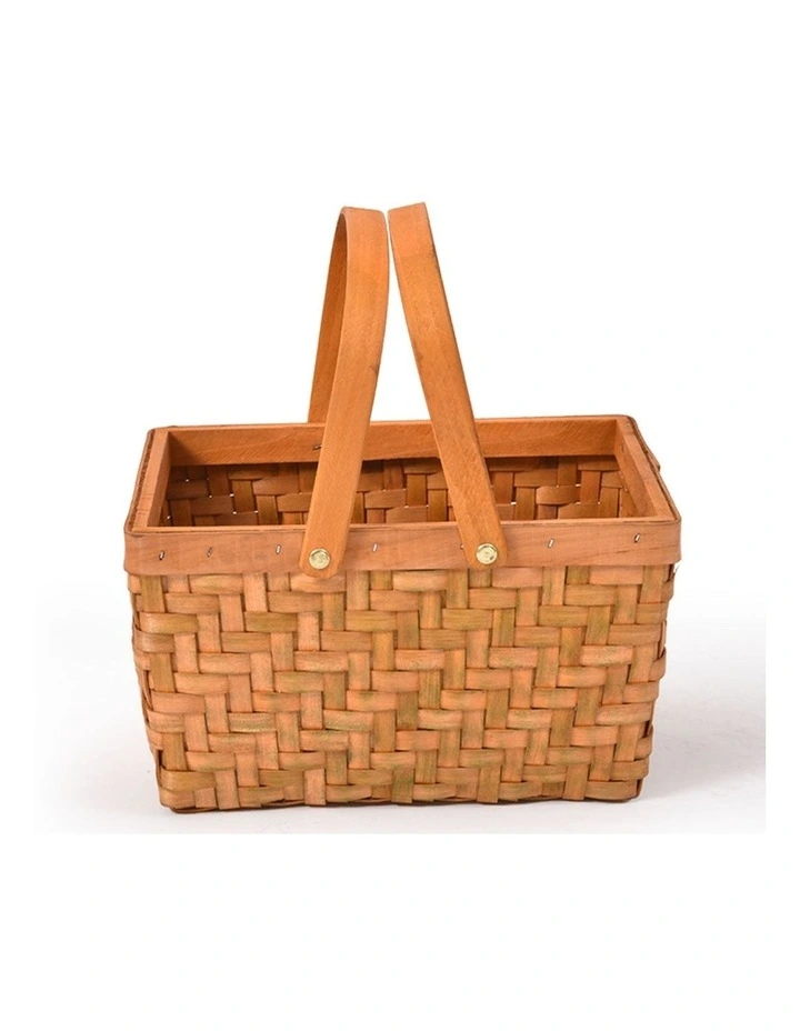 Outdoor Storage Person Carry Foldable Picnic Basket in Brown