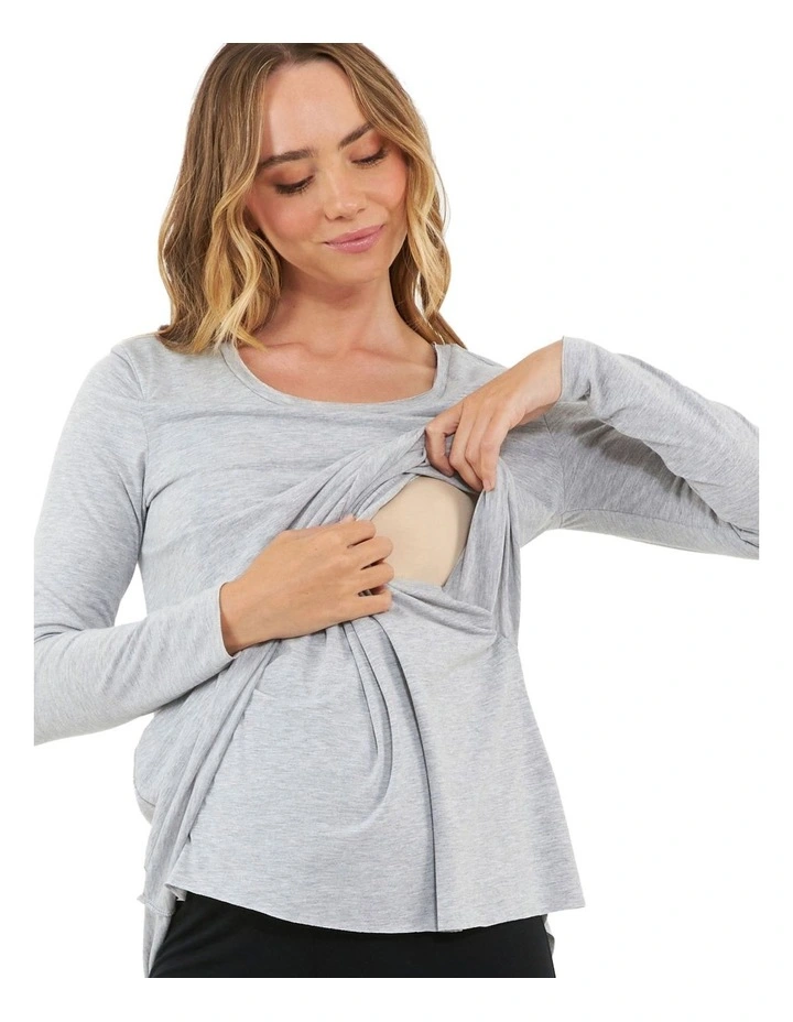 Raw Edge Nursing Top in Silver