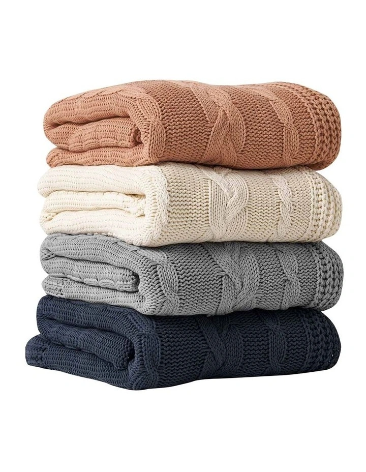 Cable Knit Throw in Pebble