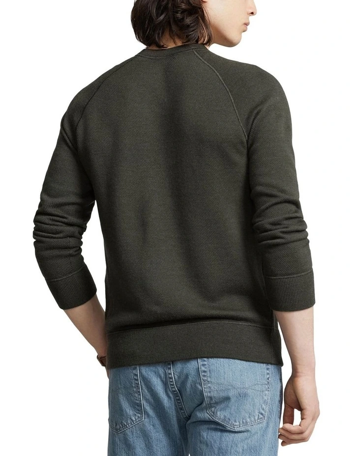 Slim Fit Textured Washable Wool Sweater in Green
