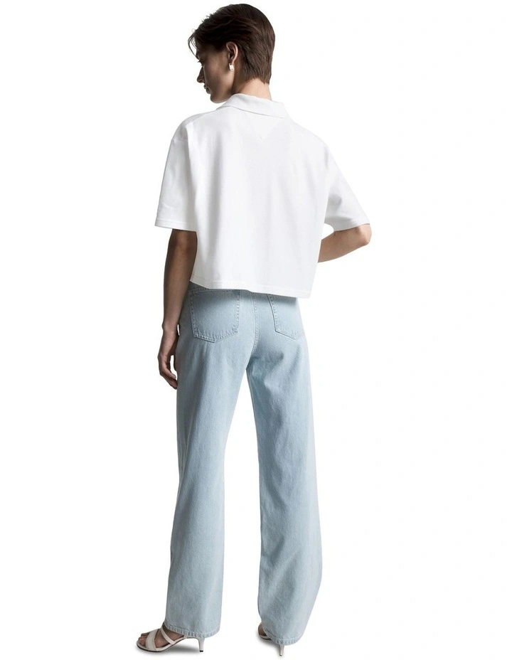 Modern Relaxed Half Sleeve Polo in White