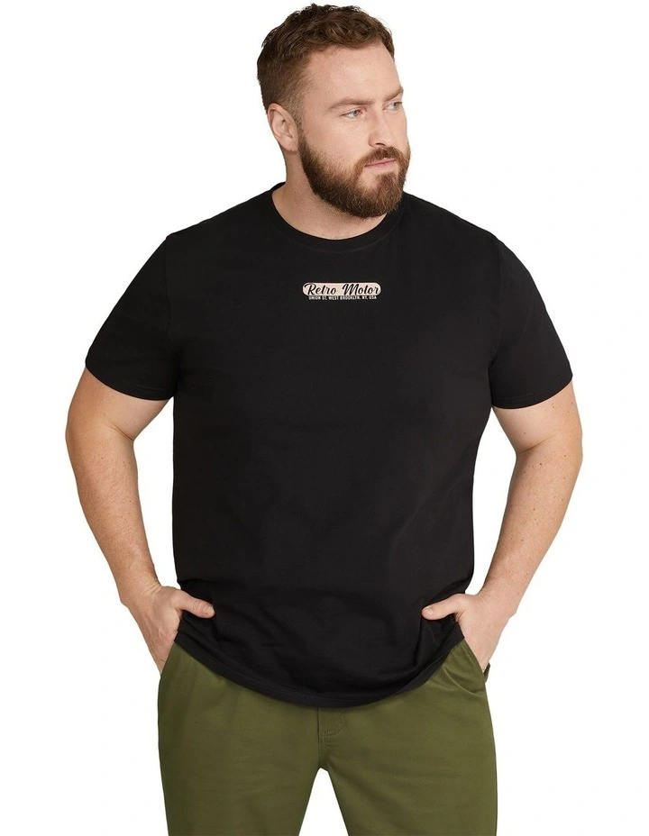 Retro Motor Crew Neck Tee in Black