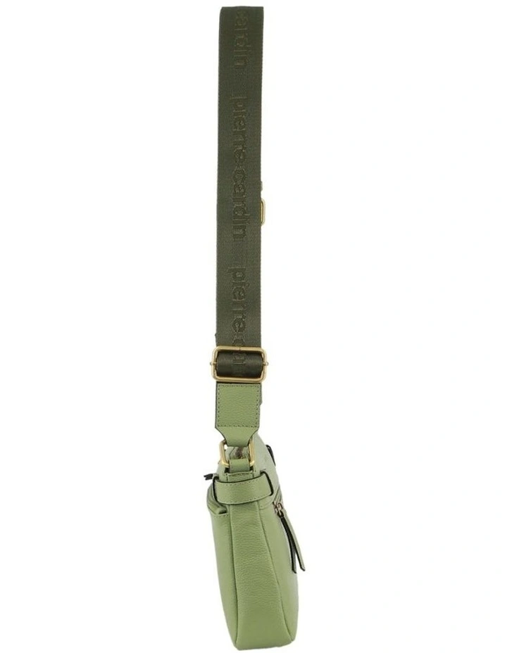 Leather Webbing Strap Handbag in Jade