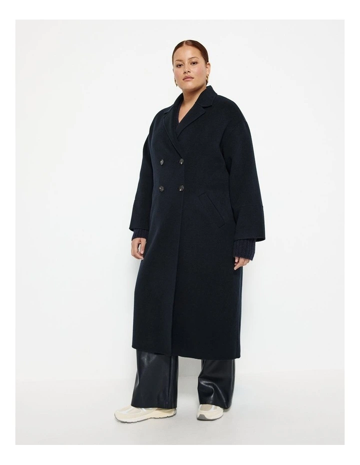 Double Breasted Wool Coat in Ink
