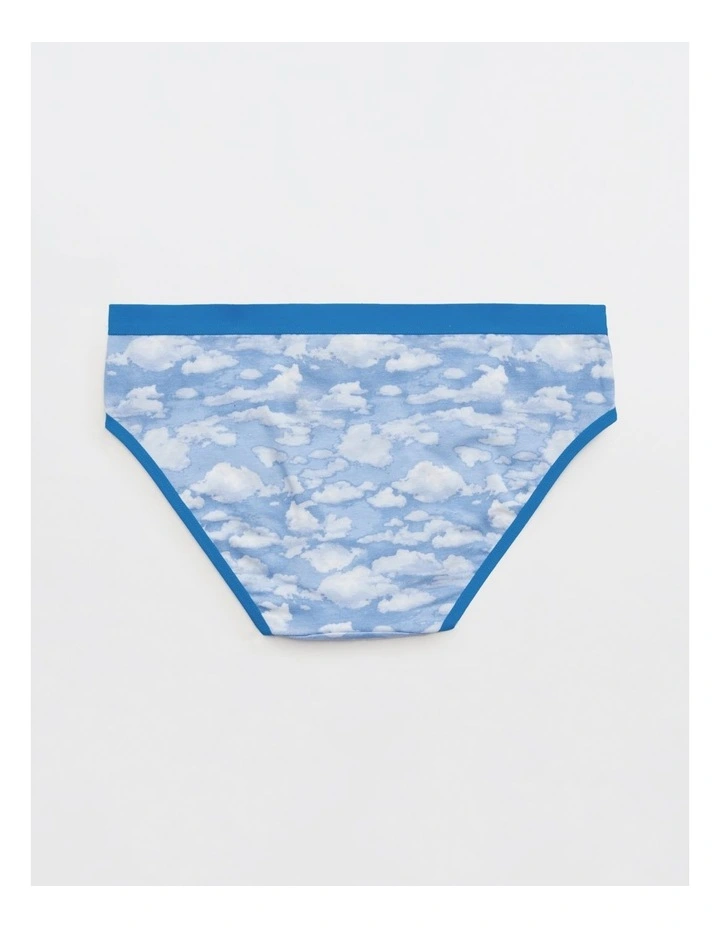 Cotton Flat Elastic Bikini Underwear in Eyelet Blue