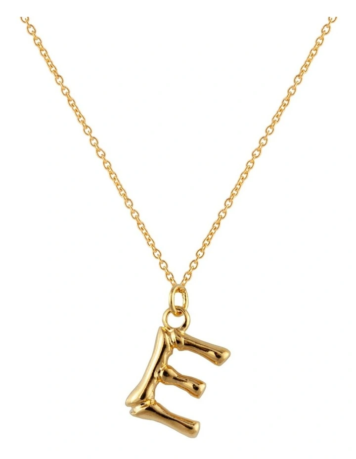 Letter E Initial Gold Necklace
