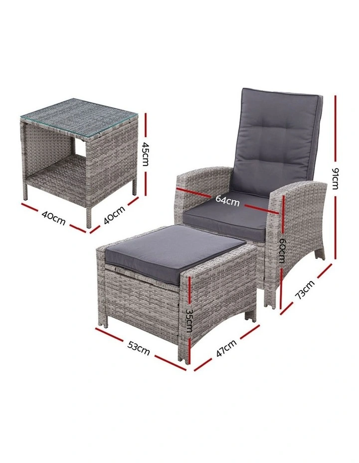 Outdoor Patio Furniture Recliner Chairs Table Set Wicker Sofa Lounge 5pc
