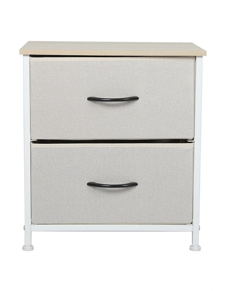 Chest of 2 Bedside Storage Drawers in Beige