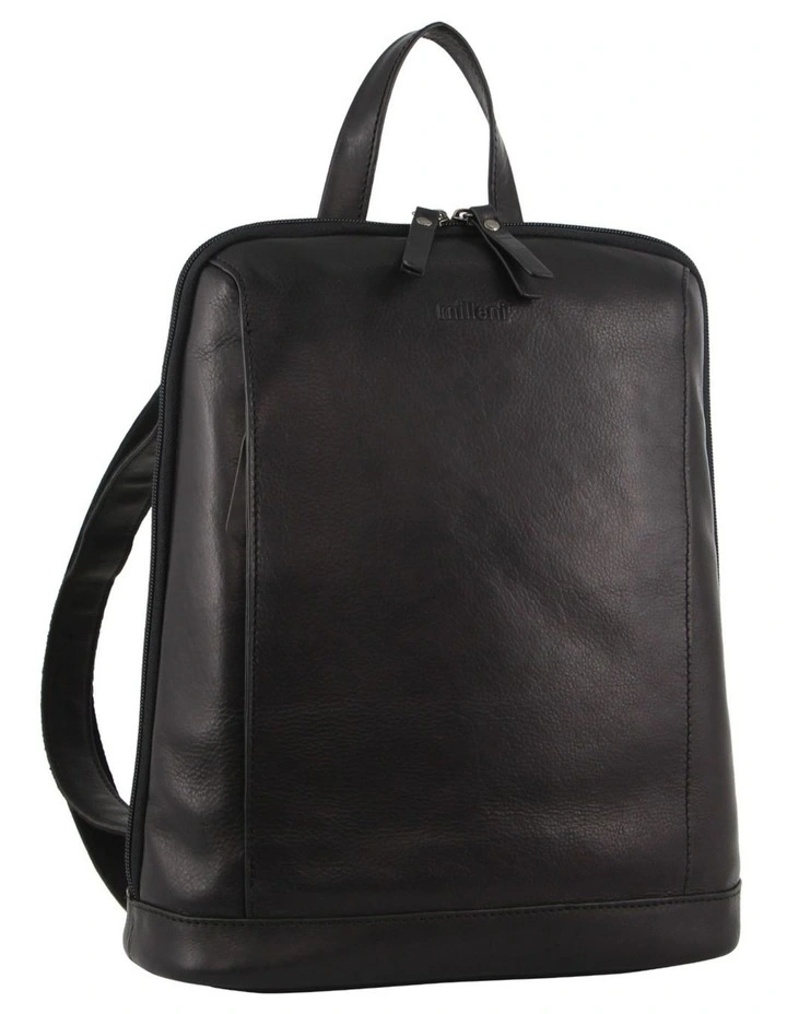 Nappa Leather Twin Zip Backpack in Black