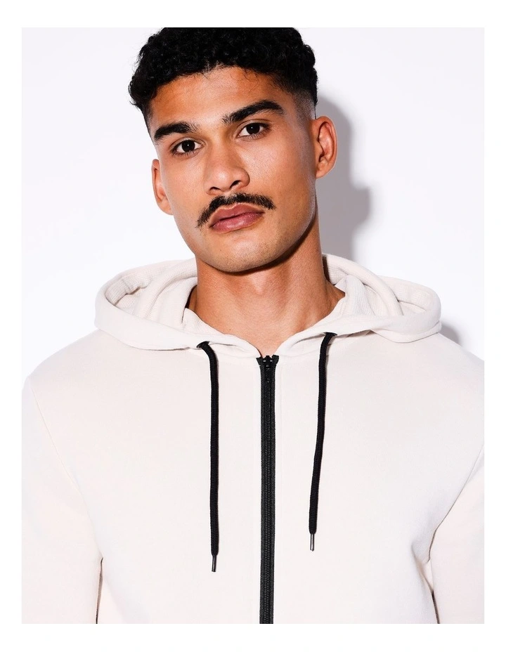 Mitchell Zip Thru Hoodie in Beige