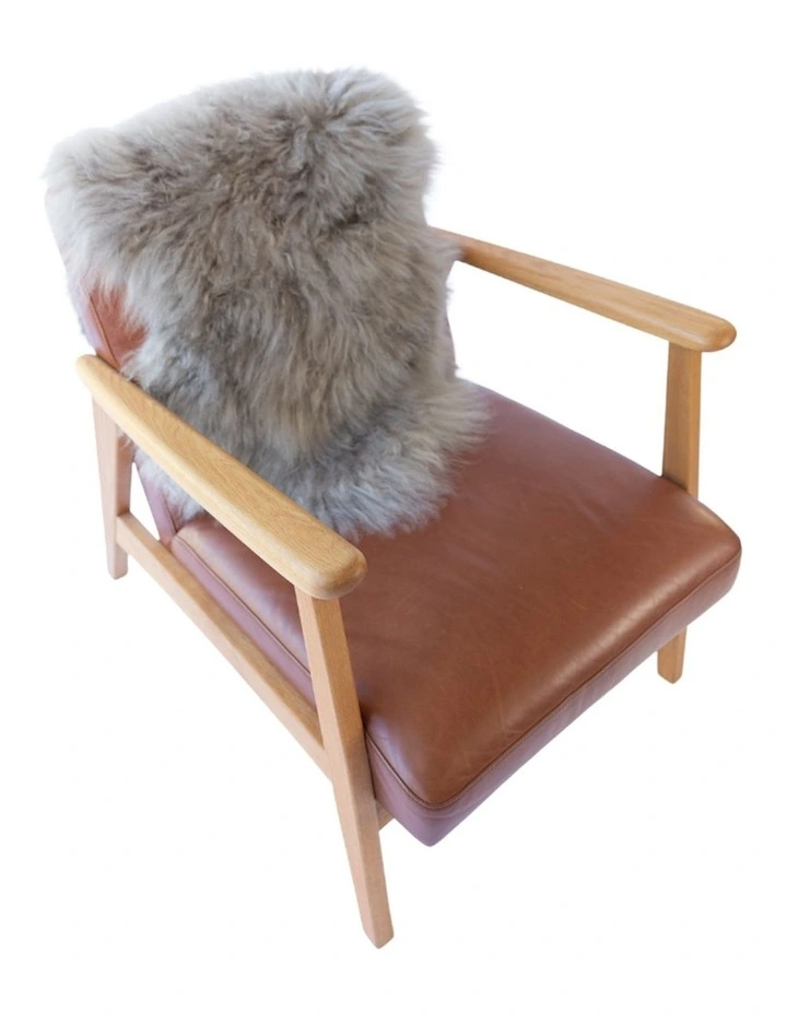 Long Wool Sheepskin Throw Rug in Grey