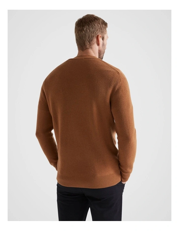 Merino Wool Cardigan in Nutmeg