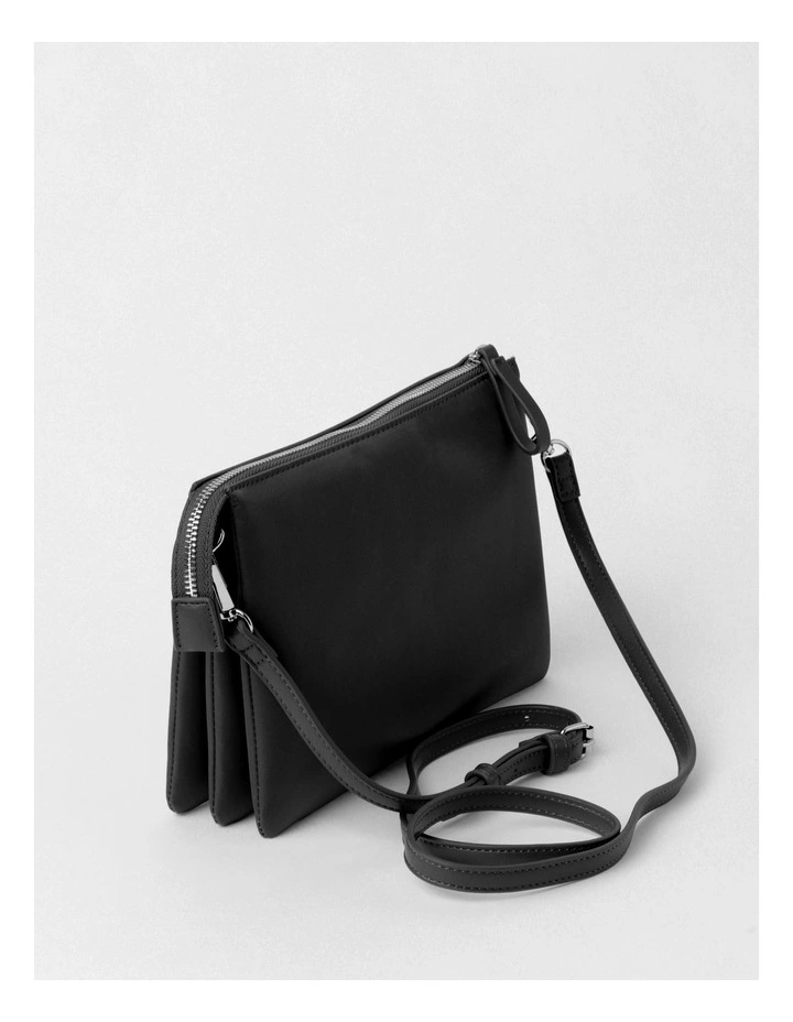 Multi Gusset Black Crossbody Bag