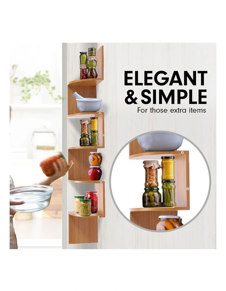 Corner Wall Shelf Display Storage Shelves in Beech
