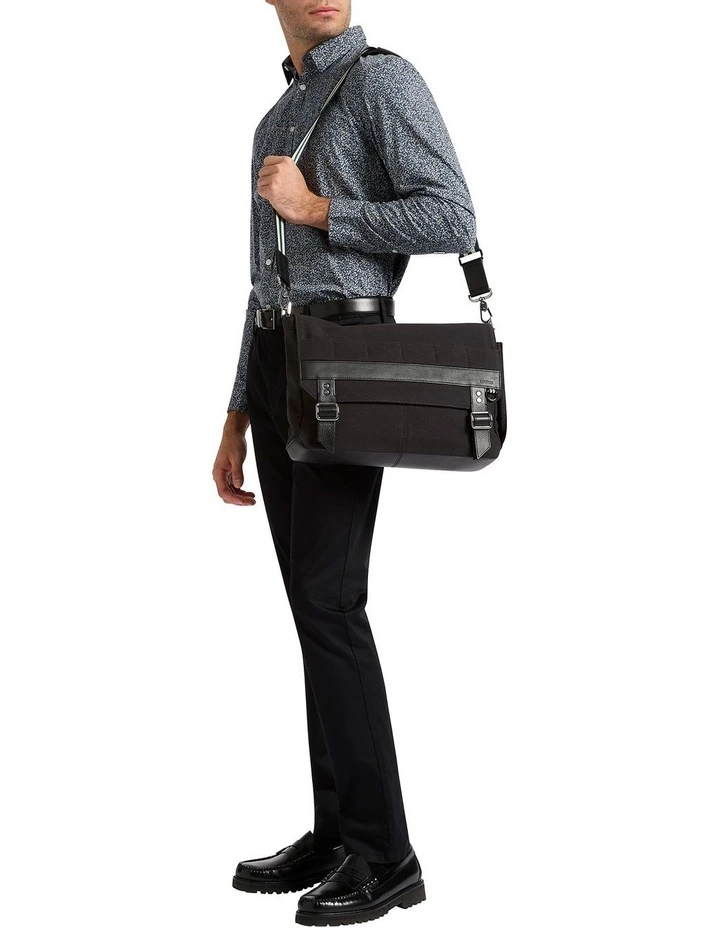 Marius Leather Trim Satchel in Black