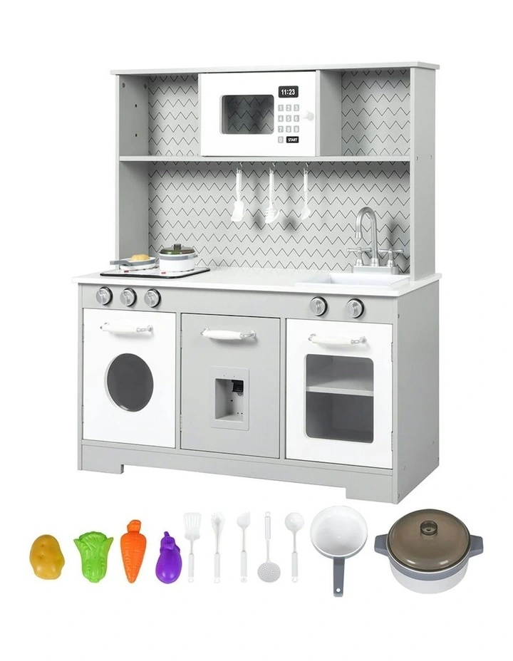 Kitchen Set Pretend Play Wooden Toys Playset Cooking Food Utensils in Multi