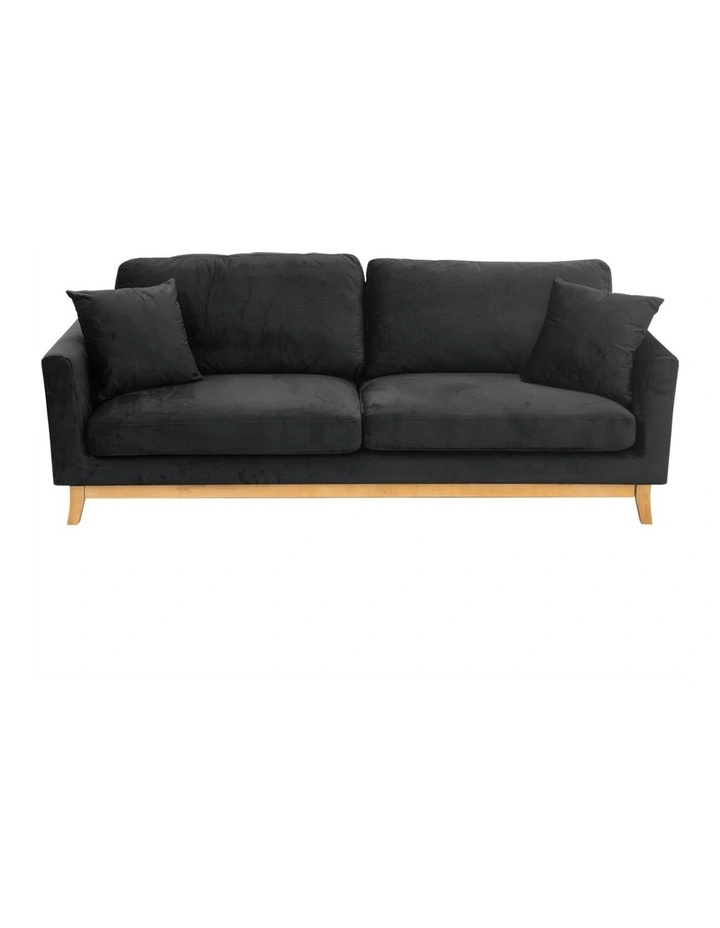 3 Seater Faux Velvet Sofa Bed Couch Furniture Black