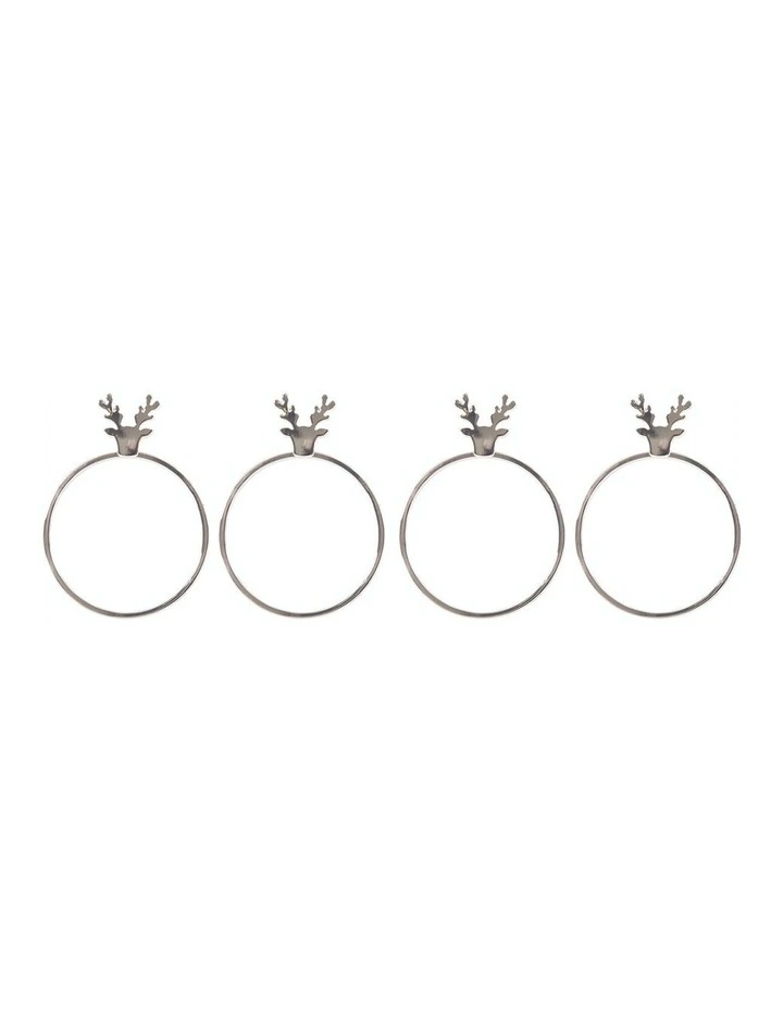 Napkin Rings Stag Head 4 Pack in Silver