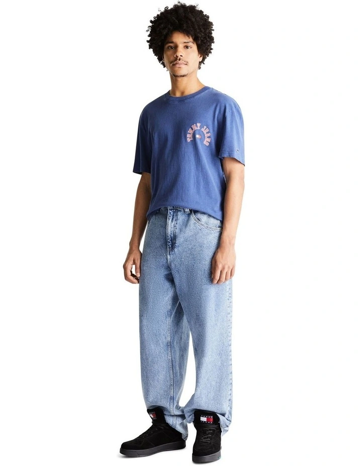 College Curved Logo Classic Fit T-Shirt in Blue