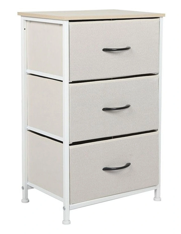 3 Drawers Storage Cabinet in Beige