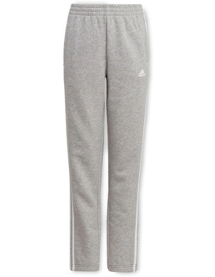 Essentials 3-Stripes Fleece Joggers in Grey