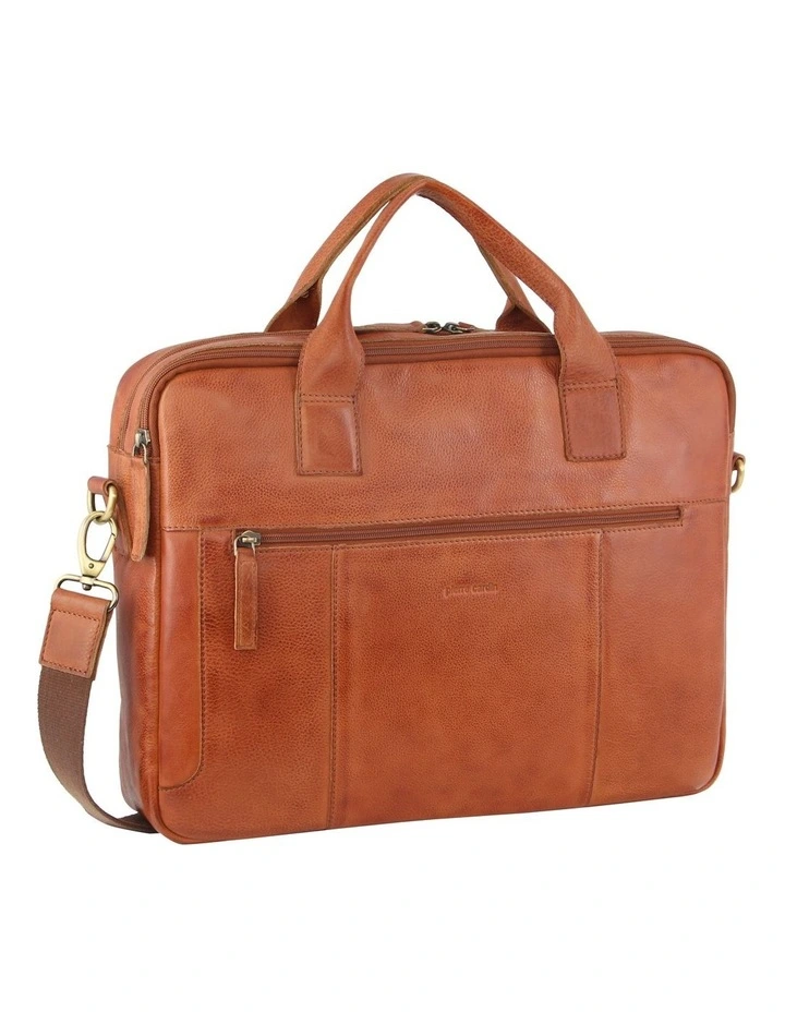 Rustic Leather Computer Bag in Cognac