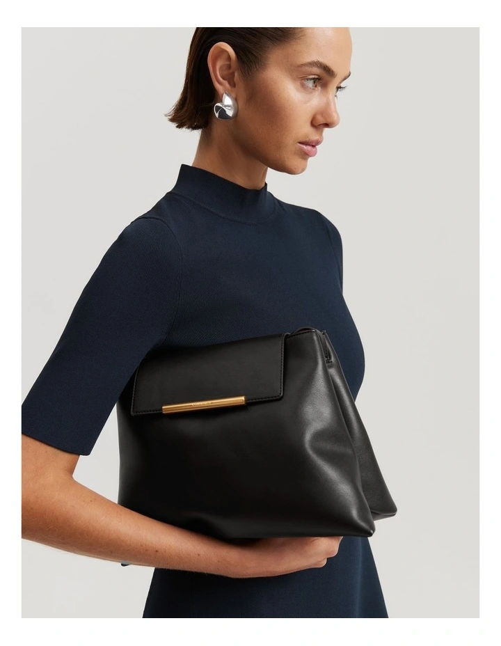 Folded Detail Crossbody Sling Bag in Black
