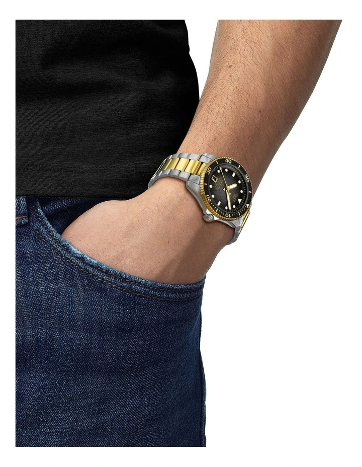 Seastar 1000 Powermatic Watch 80 40mm T1208072205100 in Black/Gold