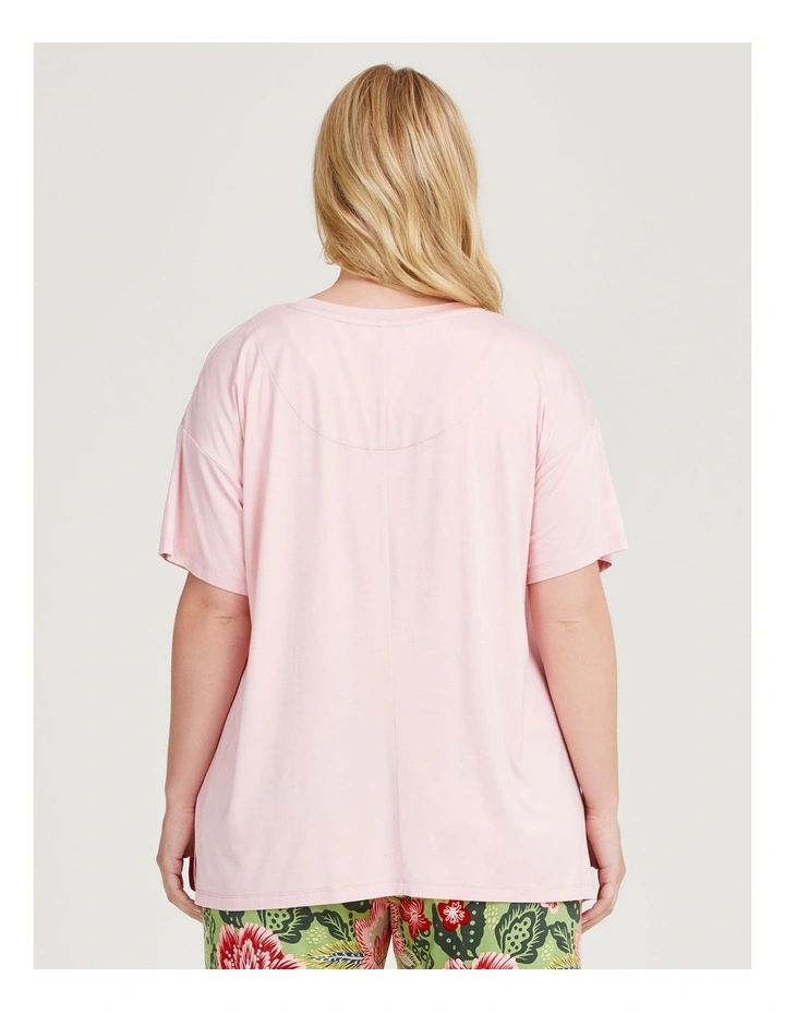Bamboo Dreamy Floral Pyjama Top in Peachy Pink