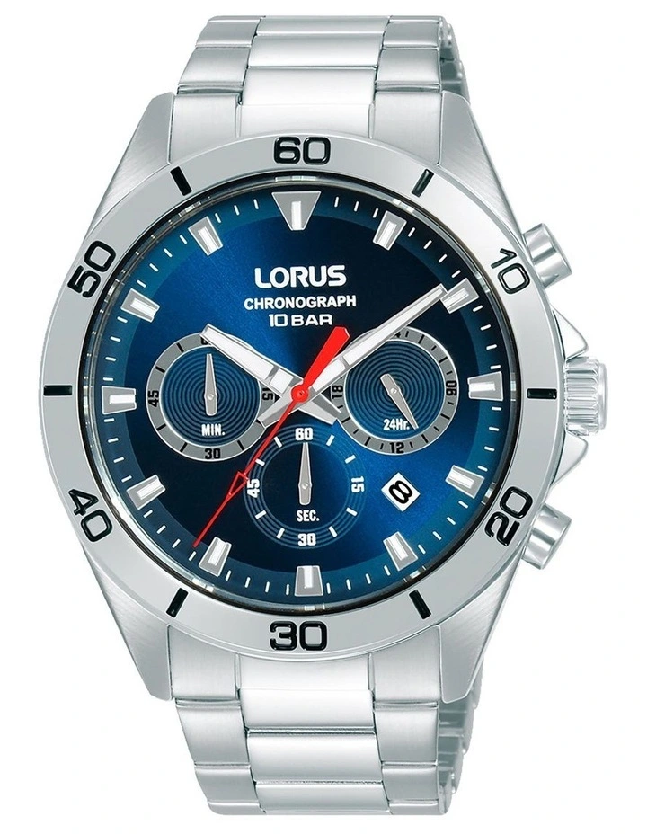 Chronograph Stainless Steel Case Watch in Silver